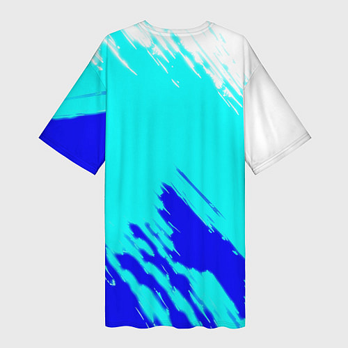 Женская длинная футболка Ювентус краски штрихи текстура / 3D-принт – фото 2