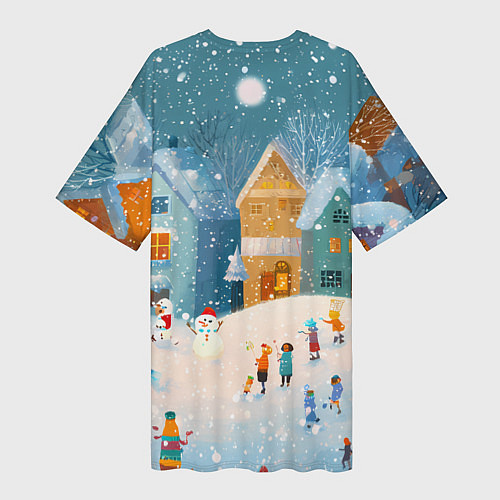 Женская длинная футболка Новогодние каникулы / 3D-принт – фото 2