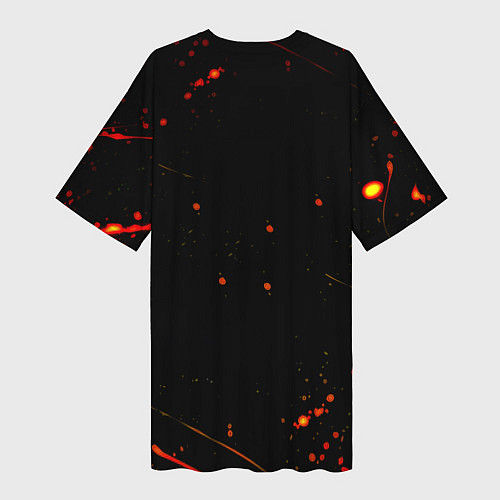 Женская длинная футболка Боруссиа огненные краски текстура / 3D-принт – фото 2