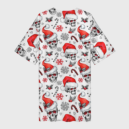 Женская длинная футболка Новогодние черепа / 3D-принт – фото 2