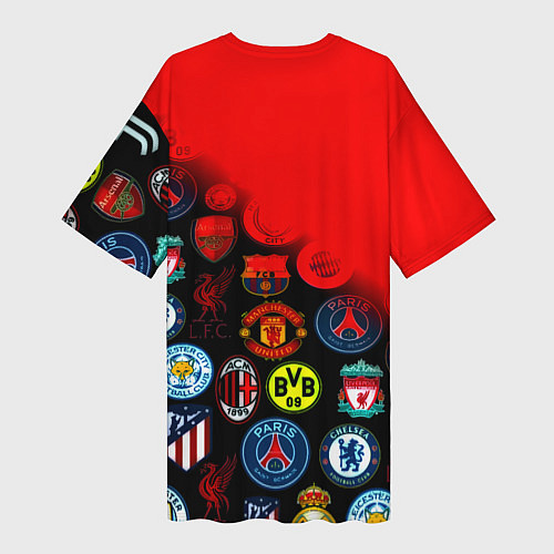 Женская длинная футболка Манчестер Юнайтед логотипы команд / 3D-принт – фото 2