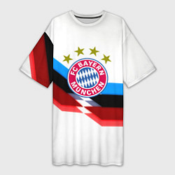Футболка женская длинная Бавария Мюнхен геометрия спорт, цвет: 3D-принт