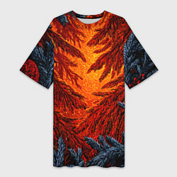 Женская длинная футболка Новогодние ветки елок