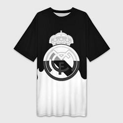 Футболка женская длинная Реал Мадрид огонь белый, цвет: 3D-принт