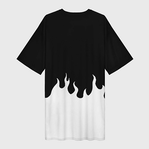 Женская длинная футболка Реал Мадрид огонь белый / 3D-принт – фото 2