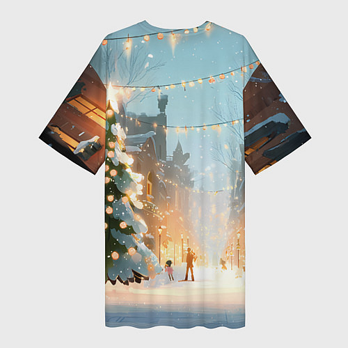 Женская длинная футболка Новогодняя елочка / 3D-принт – фото 2