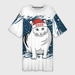 Футболка женская длинная Кот Бендер - 2026, цвет: 3D-принт
