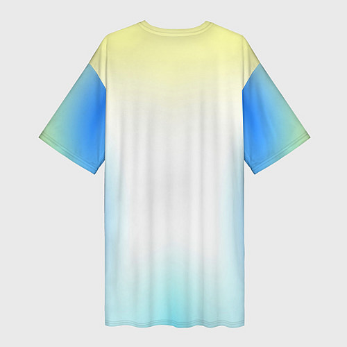 Женская длинная футболка Color yellow blue white / 3D-принт – фото 2