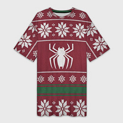 Женская длинная футболка Рождественский свитер Человека паука