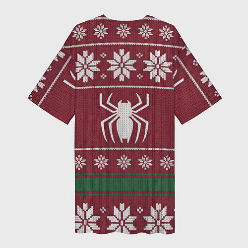 Женская длинная футболка Рождественский свитер Человека паука / 3D-принт – фото 2