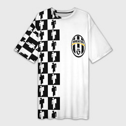 Женская длинная футболка Ювентус паттерн люди