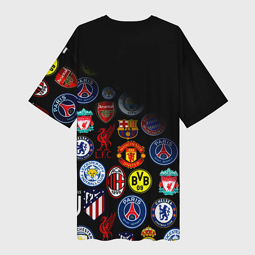 Женская длинная футболка Манчестер логотипы команд / 3D-принт – фото 2