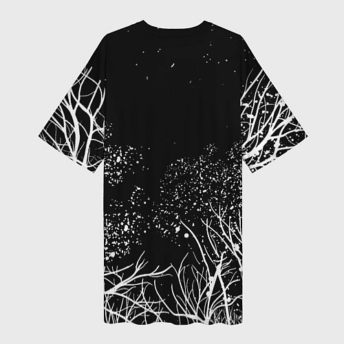 Женская длинная футболка Ювентус белые деревья / 3D-принт – фото 2