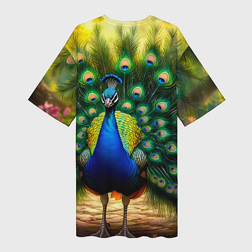 Женская длинная футболка Царственный павлин / 3D-принт – фото 2