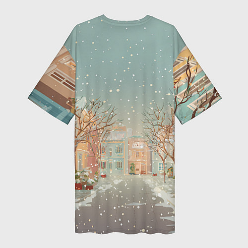 Женская длинная футболка Маленькая новогодняя милая лошадка / 3D-принт – фото 2