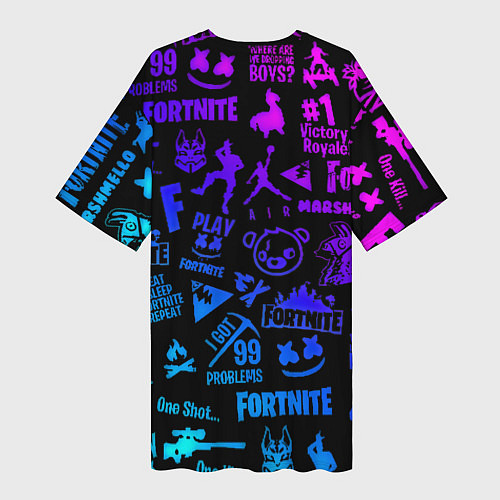 Женская длинная футболка Barcelona x fortnite neon / 3D-принт – фото 2