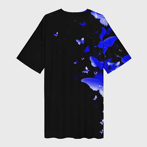 Женская длинная футболка Наполи бабочки текстура / 3D-принт – фото 2