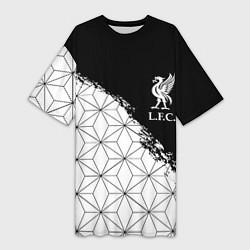 Женская длинная футболка Liverpool краски текстура геометрия