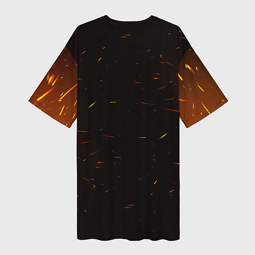 Женская длинная футболка Огненная лошадь из темноты / 3D-принт – фото 2