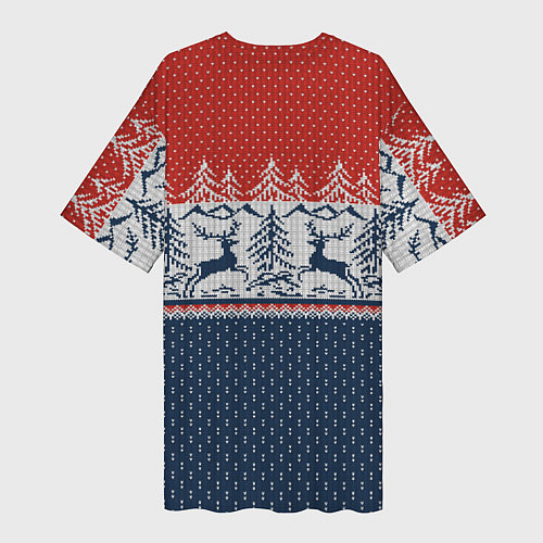 Женская длинная футболка Вязаный узор с оленями / 3D-принт – фото 2