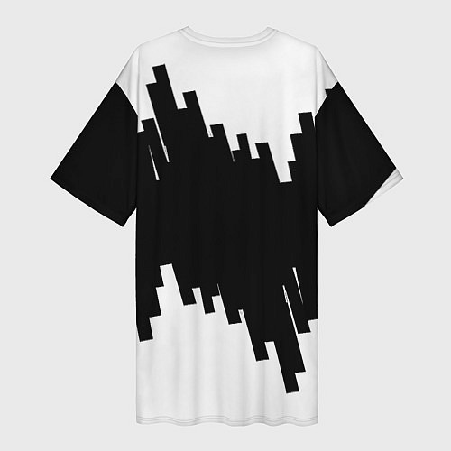 Женская длинная футболка Реал Мадрид белая геометрия / 3D-принт – фото 2