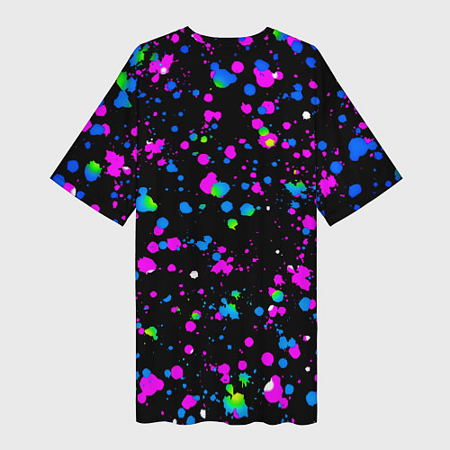 Женская длинная футболка Челси неоновые краски / 3D-принт – фото 2