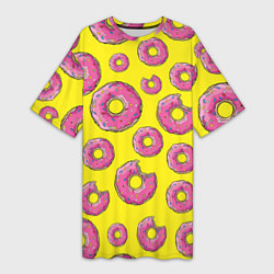 Футболка женская длинная Пончики Гомера, цвет: 3D-принт