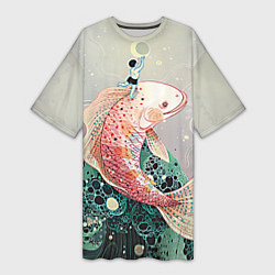 Женская длинная футболка Рыба