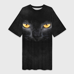 Женская длинная футболка Черная кошка