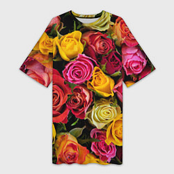 Женская длинная футболка Ассорти из роз
