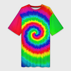 Футболка женская длинная Tie dye, цвет: 3D-принт