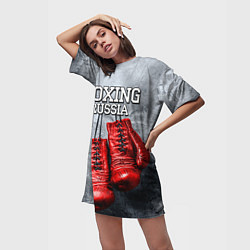 Футболка женская длинная Boxing Russia, цвет: 3D-принт — фото 2
