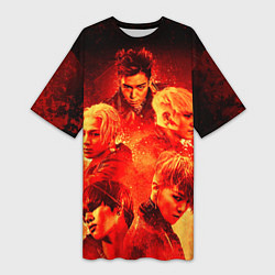 Женская длинная футболка Big Bang: Flame Boys