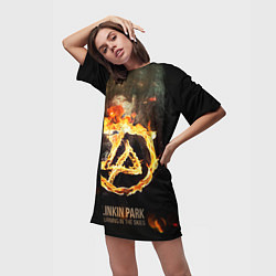 Футболка женская длинная Linkin Park: Burning the skies, цвет: 3D-принт — фото 2