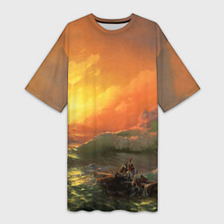 Футболка женская длинная Айвазовский - 9 Вал, цвет: 3D-принт