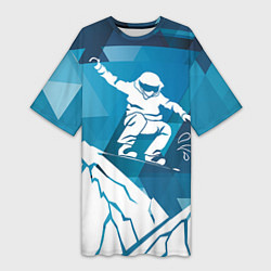 Женская длинная футболка Горы и сноубордист
