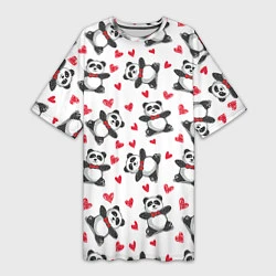 Женская длинная футболка Любимые панды