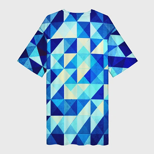 Женская длинная футболка Синяя геометрия / 3D-принт – фото 2
