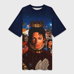 Футболка женская длинная Michael Jackson: Pop King, цвет: 3D-принт