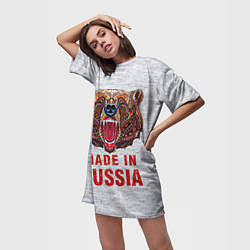 Футболка женская длинная Bear: Made in Russia, цвет: 3D-принт — фото 2