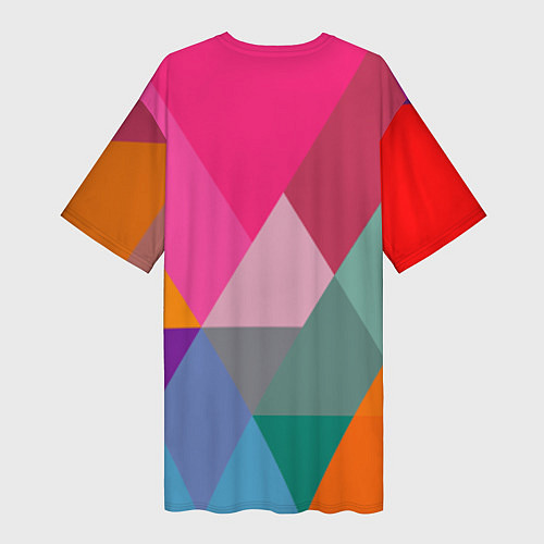 Женская длинная футболка Разноцветные полигоны / 3D-принт – фото 2