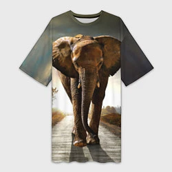 Женская длинная футболка Дикий слон
