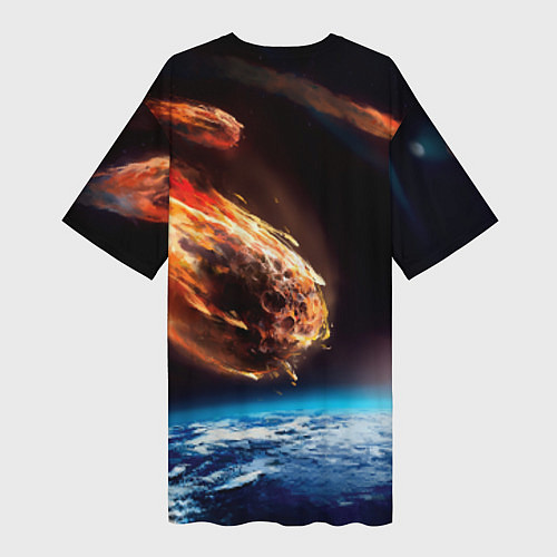 Женская длинная футболка Метеориты / 3D-принт – фото 2