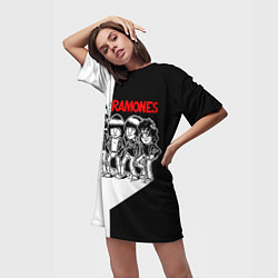 Футболка женская длинная Ramones Boys, цвет: 3D-принт — фото 2