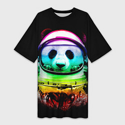 Женская длинная футболка Панда космонавт