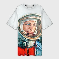 Женская длинная футболка Гагарин в полете