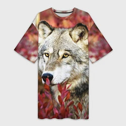 Женская длинная футболка Волк в кустах