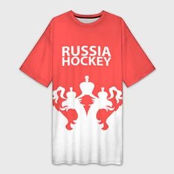 Женская длинная футболка Russia Hockey