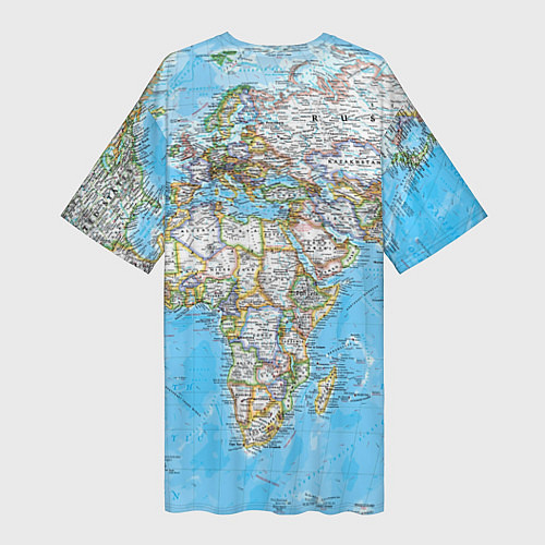 Женская длинная футболка Карта мира - политическая / 3D-принт – фото 2