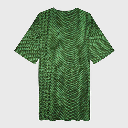 Женская длинная футболка Змеиная зеленая кожа / 3D-принт – фото 2